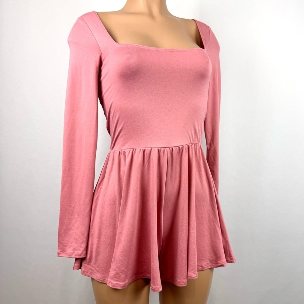 Urban Outfitters XS Savannah Knit Long Sleeve Romper Pink Ballet Barbie Fairy